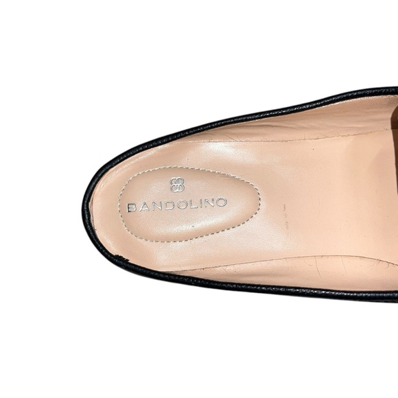 Bandolino Neutral Black Leather Square Toe Slip On Mules Flats 10 - Picture 3 of 7